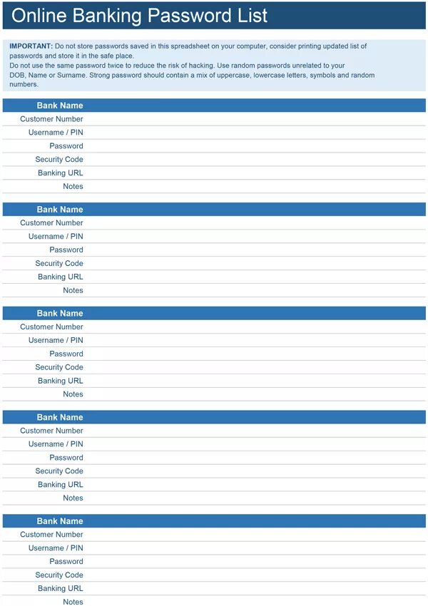 Password list. Password number code. list of import security measures.