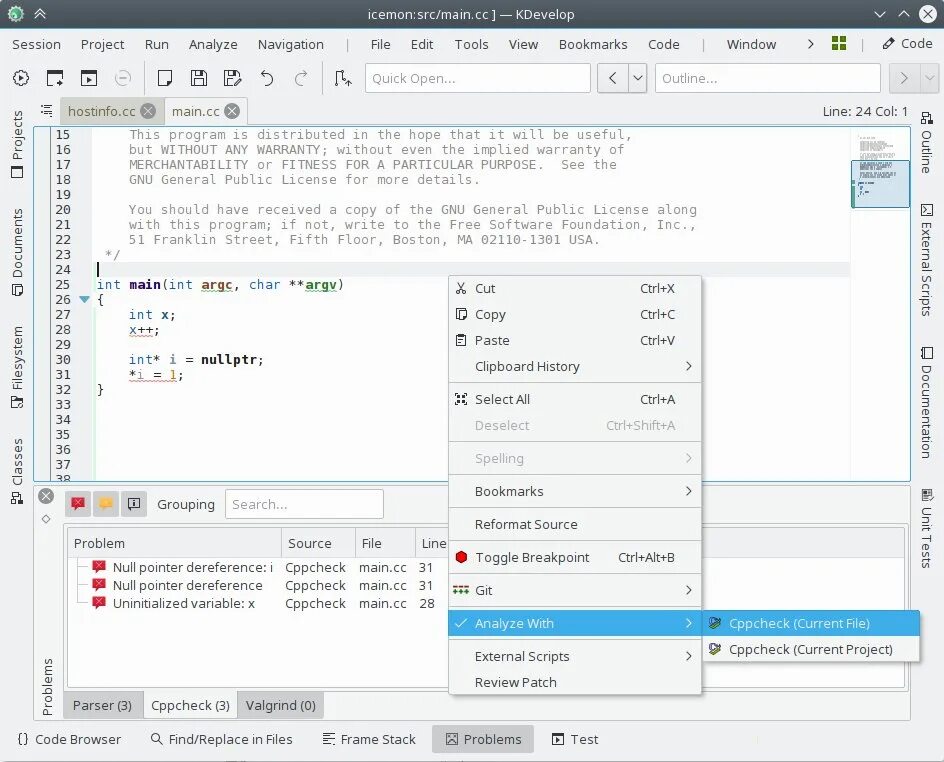 External script. KDEVELOP Windows. Cppcheck. Open source. Разработка программ с открытым исходным кодом. Cppcheck как пользоваться.