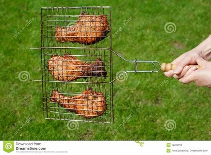 Hands Hold a Lattice with Fried Meat Stock Image - Image of nature, outdoors: 12