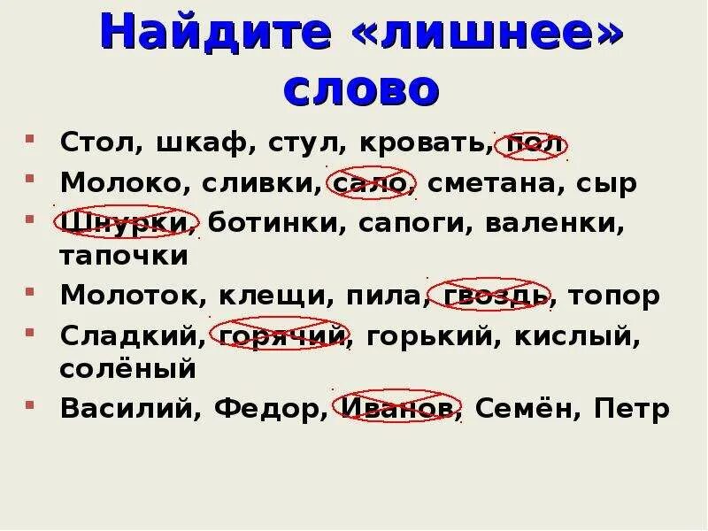 Номера лишних слов. Лишнее слово. Найдите лишнее слово. Какое слово лишнее. Текст с лишними словами.