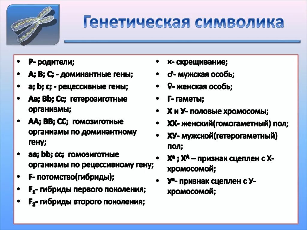 Символы генетики 10 класс. Генетика основные обозначения. Генетические символы и обозначения.