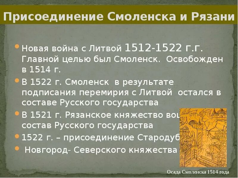 Присоединение рязани к московскому государству год. Присоединение Смоленска к московскому государству.