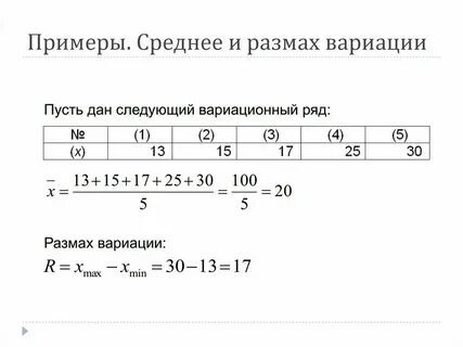 Вычислить размах данных