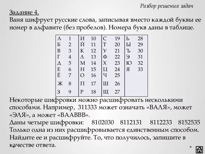 Декодирование задания. Русский алфавит и номер каждой буквы. Шифровка по координатам для детей. Задачи на декодирование.