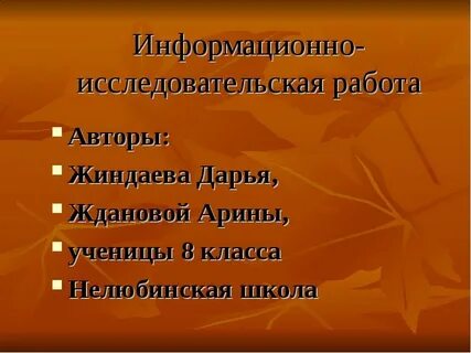 Информационно исследовательская работа