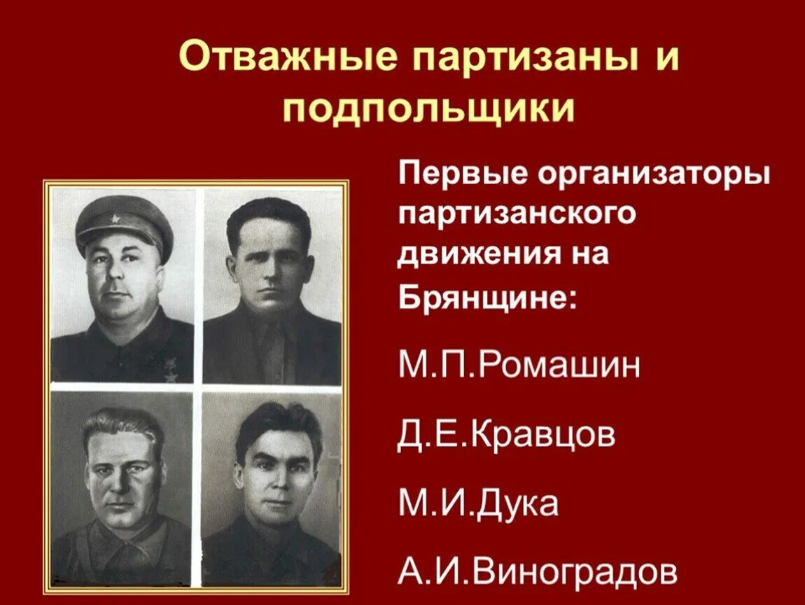 Подвиги партизан в годы войны. Имена героев Партизан Великой Отечественной войны. Партизаны Великой Отечественной имена. Лидеры партизанского движения Великой Отечественной войны.