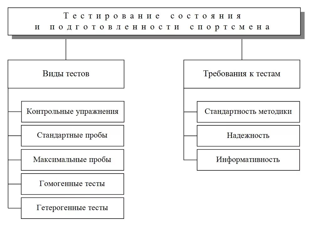 Классификация видов тестирования. Виды функционального тестирования. Требования к тестам в спорте. Виды тестирования схема