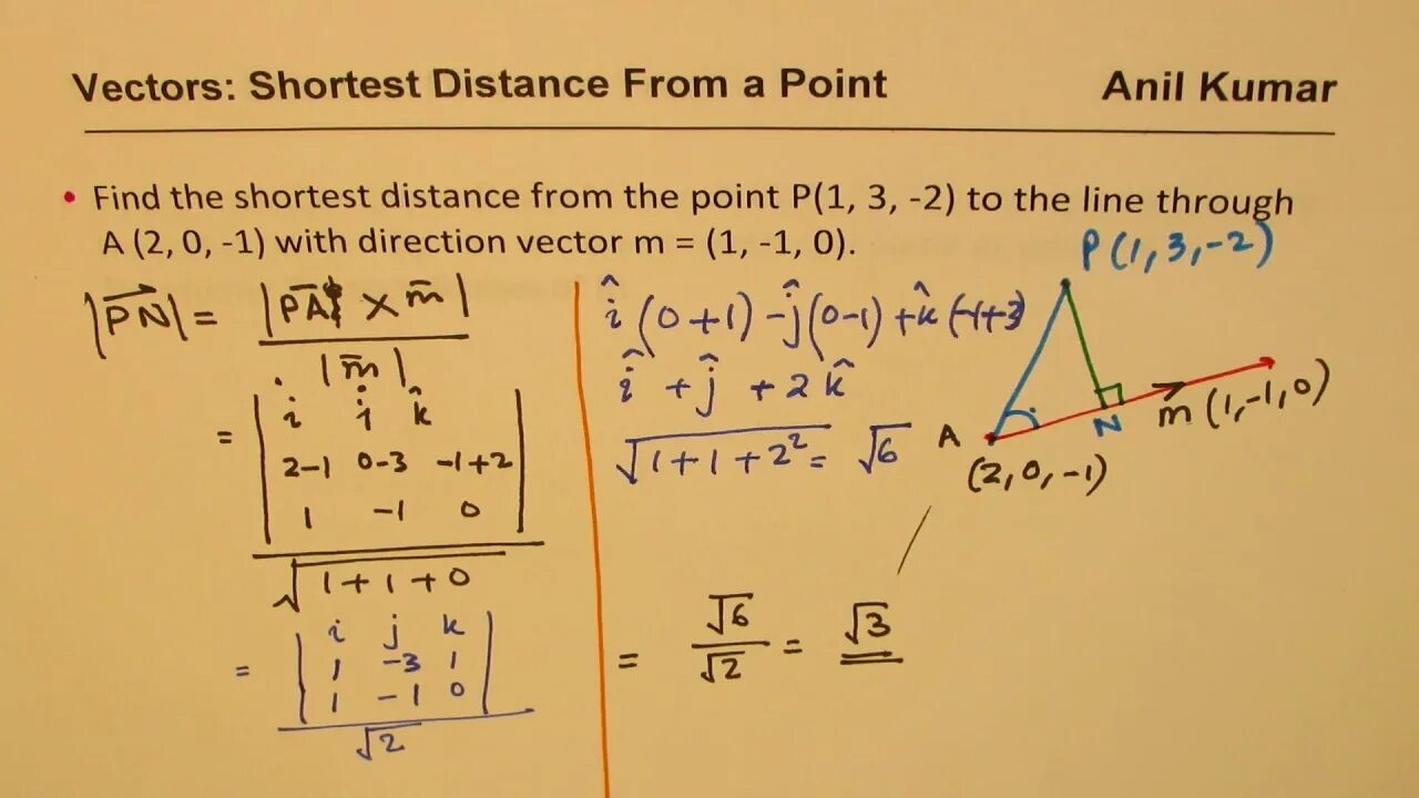 Distance between point and line. Distance from point to line. The shortest distance from the line to the point. Find the distance between the points.