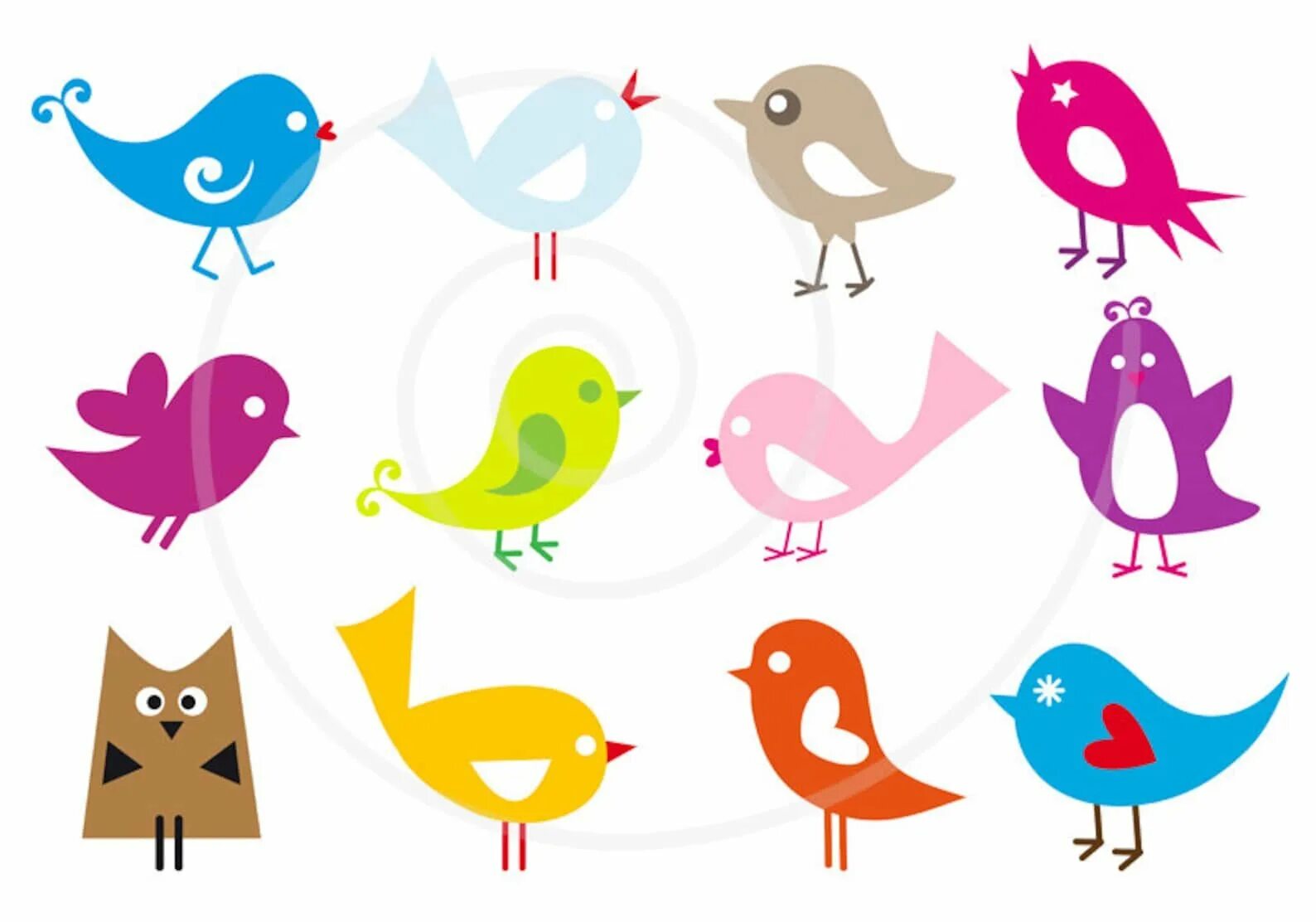 Маленькая группа птиц. Цветные силуэты птиц. Птички для вырезания цветные. Птички для украшения группы в детском саду. Птички для вырезки разноцветные.