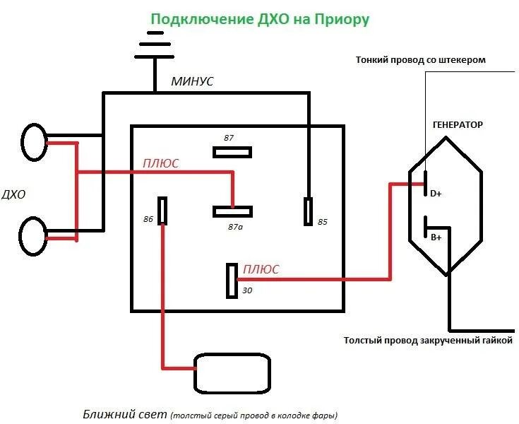 Подключить дхо ваз. Схема подключения ходовых огней через Генератор. Схема подключения ДХО на ВАЗ 2110. Схема включения ходовых огней на ВАЗ 2114. Схема включения ходовых огней на ВАЗ 2115.