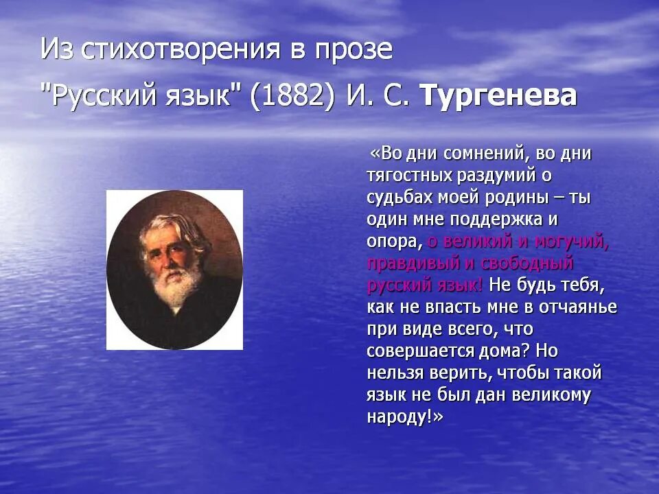 Язык стихотворений и с тургенева