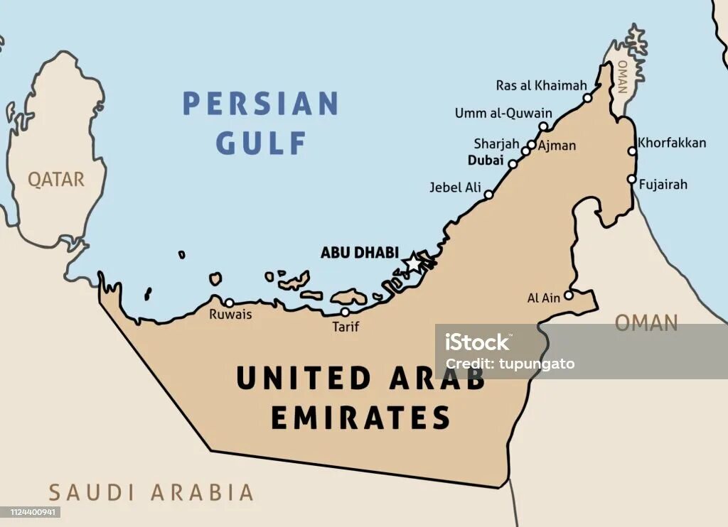 Объединенные арабские на английском. Карта ОАЭ С Эмиратами. Арабские эмираты политическая карта. Расположение Эмиратов на карте ОАЭ.