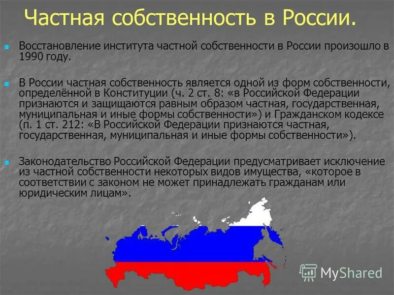 Конституция рф защита собственности гражданина. Частная собственность в России. Презентация на тему собственность. Частная собственность презентация. Что такое частная собственность определение.