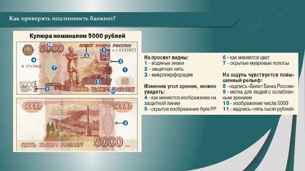 Как определить подлинность рубля. Признаки подлинности 5000. 5000 Рублей признаки подлинности. Как проверить 5000 купюру на подлинность. Проверка купюр на подлинность 5000 рублей.