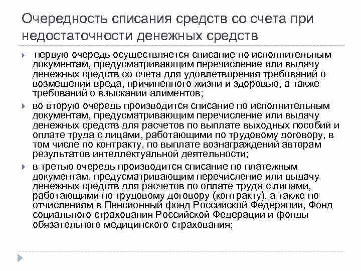 Виды операции списания денежных средств. Очередность списания средств. Порядок списания денежных средств. Очередность списания средств со счетов. Порядок очередности списания средств со счетов организаций.