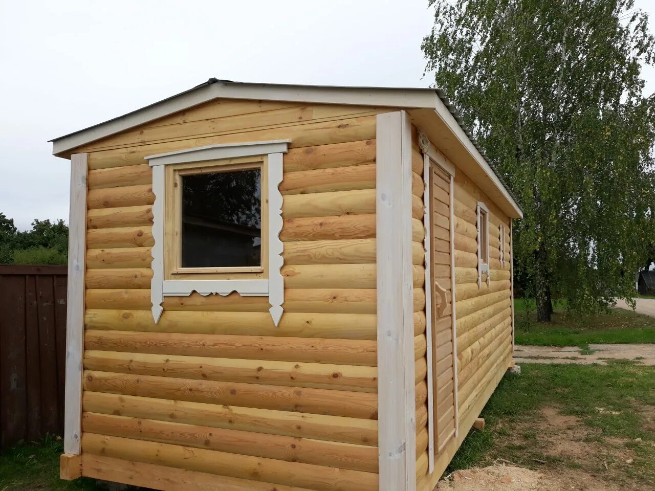Белорусская баня. Баня из оцилиндрованного бревна 6х4. Готовые бани под ключ. Брусовые мобильные бани. Лесничевка.