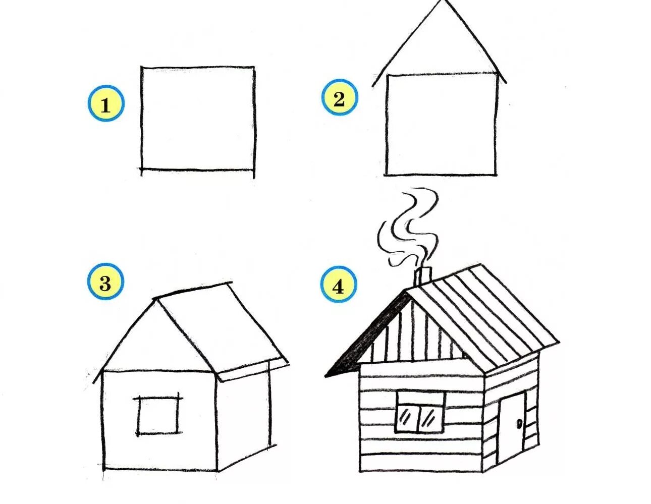 Поэтапное рисование домика. Домик рисунок. Рисуем дом поэтапно. Рисование для малышей домик. Дома рисовать 4