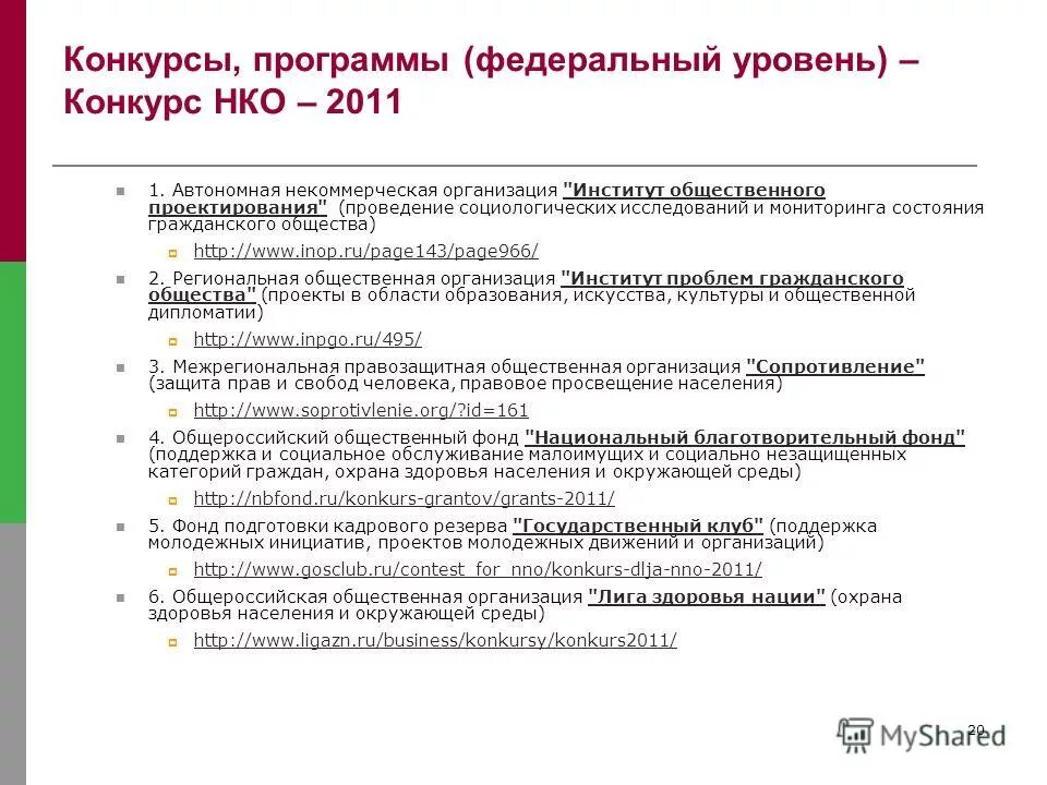 Автономная некоммерческая организация. Комплексно целевая программа. Конкурсы федеральные программы. Приоритетная направленность мероприятий. Уровни нко.
