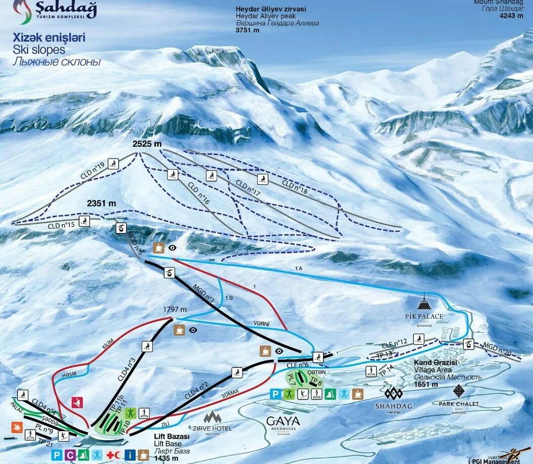 Шахдаг горнолыжный курорт схема трасс