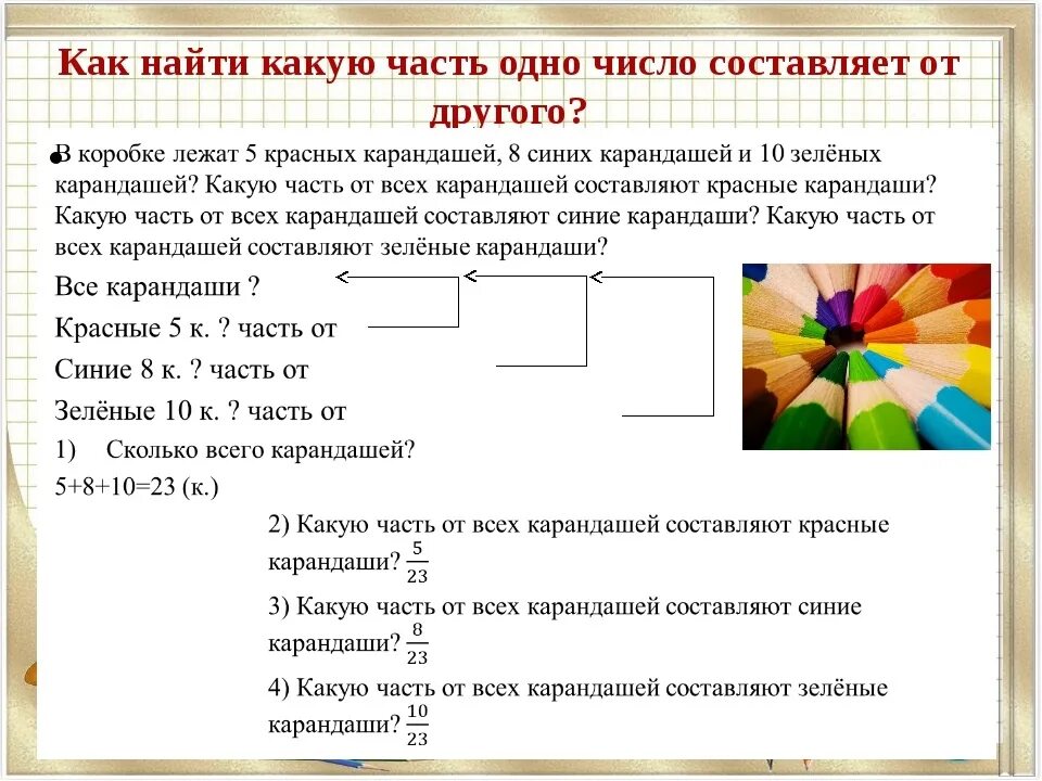 Задачи на нахождение числа по доле. Как найти какую часть одно число составляет от другого. Какую часть одно число составляет от другого. Какую часть составляет задачи. Задачи на нахождение части которую одно число составляет от другого.