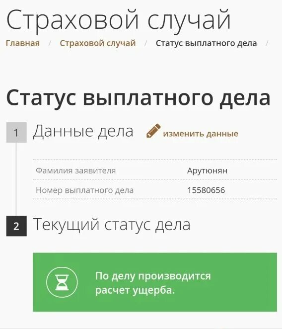 Проверить статус ргс