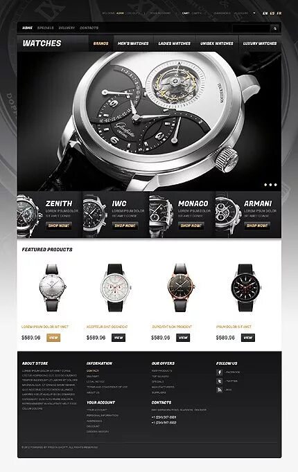 Watches website. Шаблон сайта с часами. Watch website Design. Premium watches website.