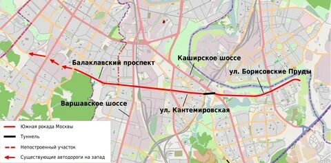 Южная рокада подробная схема на карте