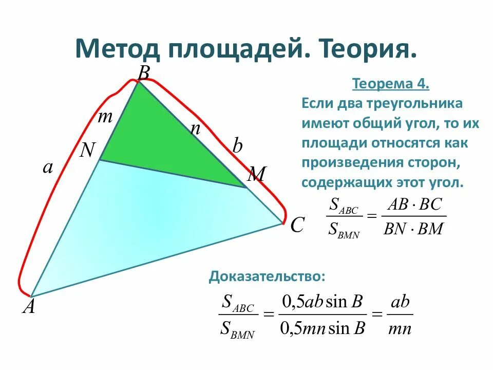 Углы треугольника теория. Метод площадей Лемма. Jnyjitybtgkjofltq nhteujkmybrjd c j,obv eukjv. Отношение треугольников с общим углом. Отношение площадей треугольников с общим углом.