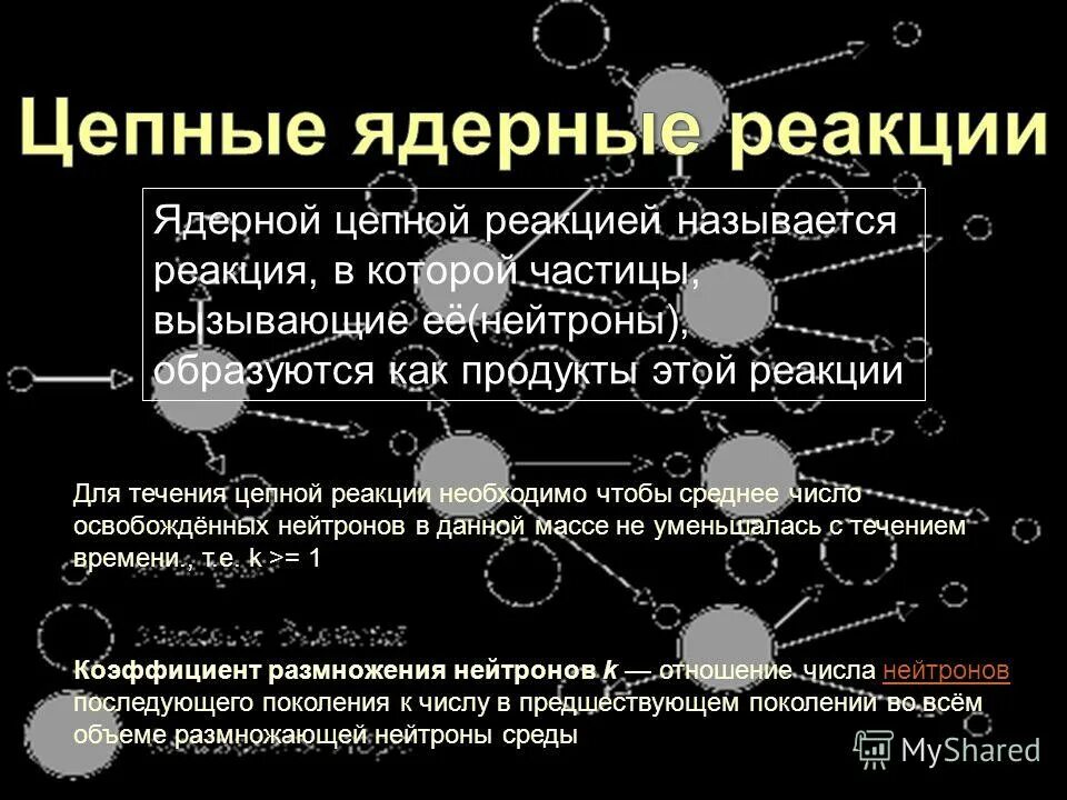 Какие условия необходимы для цепной ядерной реакции