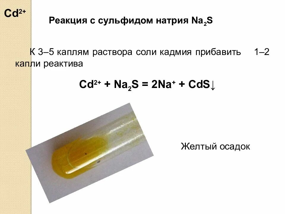 Желтый осадок сульфида