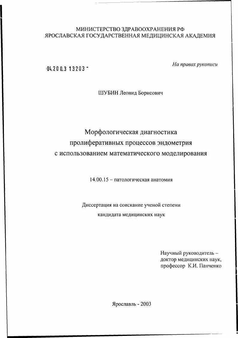 Математическое моделирование диссертации. Математическое моделирование диссертации