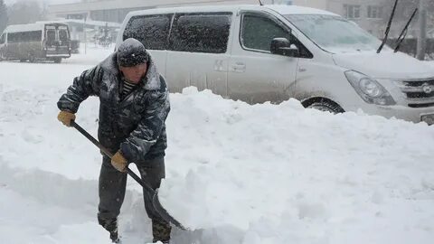 Во время сильного снегопада