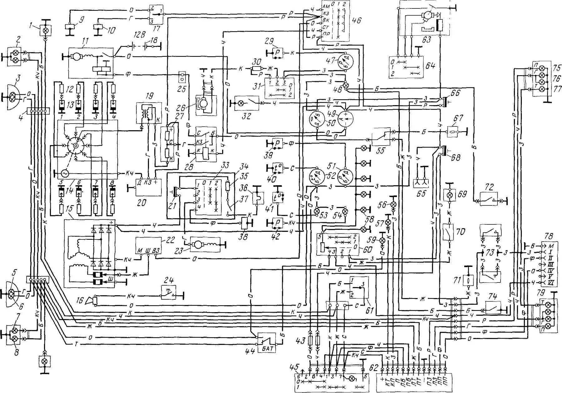 Цветные электросхемы. Электрооборудование ГАЗ 3307 схема электрооборудования цветная. Электрическая схема ГАЗ 3307. Схема электрооборудования ГАЗ 53 12. Электрическая схема ГАЗ 3307 цветная.