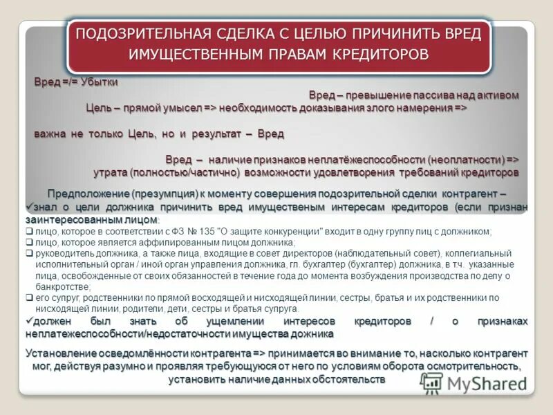 Сомнительная сделка обман. Подозрительные сделки должника. Критерий неоплатности и неплатежеспособности. Формы подозрительной сделки. Признаки подозрительной сделки.