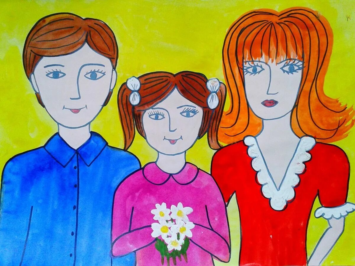 Портрет семьи рисунок. Рисунок моя семья. Рисунок на тему единство семьи. Семейный портрет рисунок для детей. Рисунки семья вместе