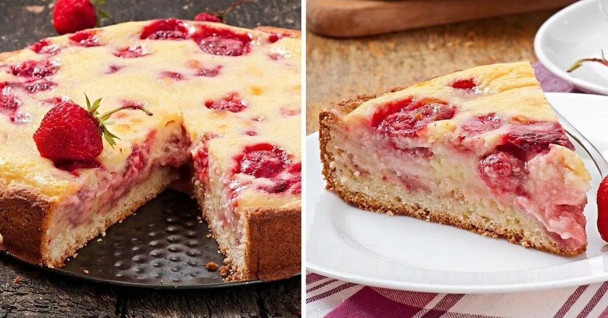 Пирог с клубникой и сметаной. Пирог с клубничной заливкой. Заливной пирог с клубникой. Пирог со сметаной и клубникой. Клубничный пирог со сметанной заливкой.