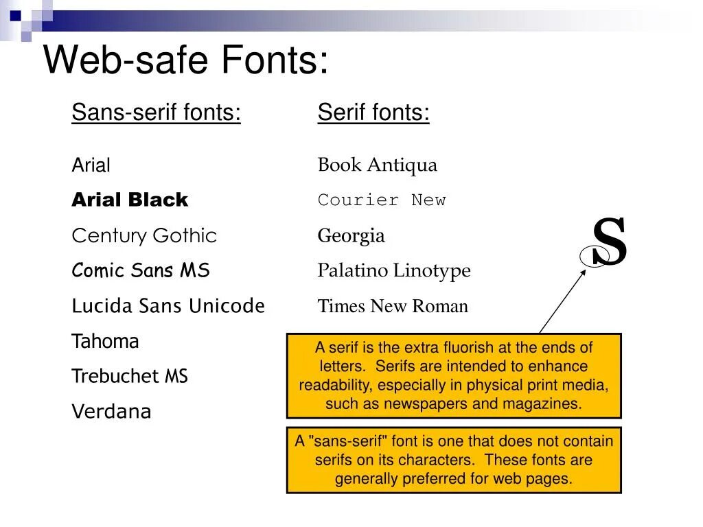 Verdana sans serif