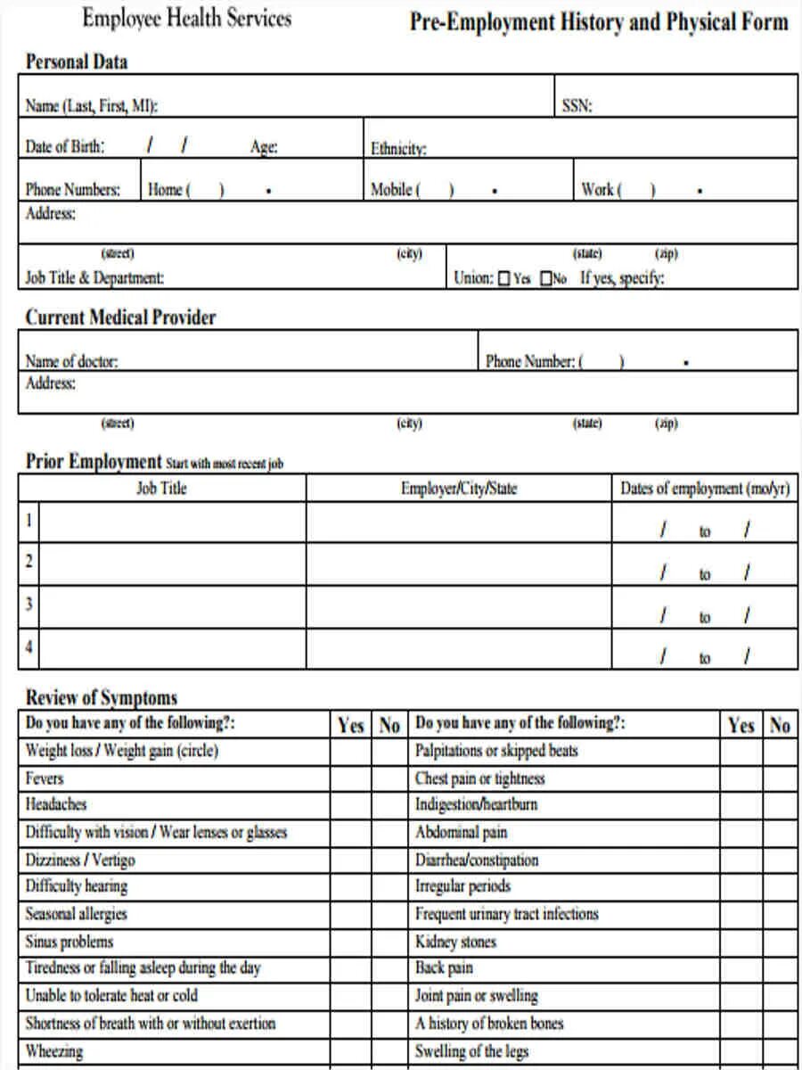 Physical form. Physical Health ответы медицинская форма. Standardized work Sheet. Seaman's pre-Employment check list пример заполнения.