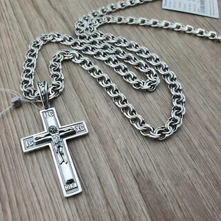 Цепочка серебряная мужская на шею для крестика