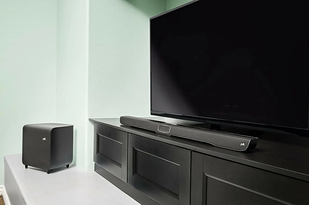 Как добавить саундбар. Polk audio surroundbar. polk audio surroundbar 3000. саундбар в интерьере. маленький саундбар.