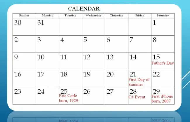 Calendar net