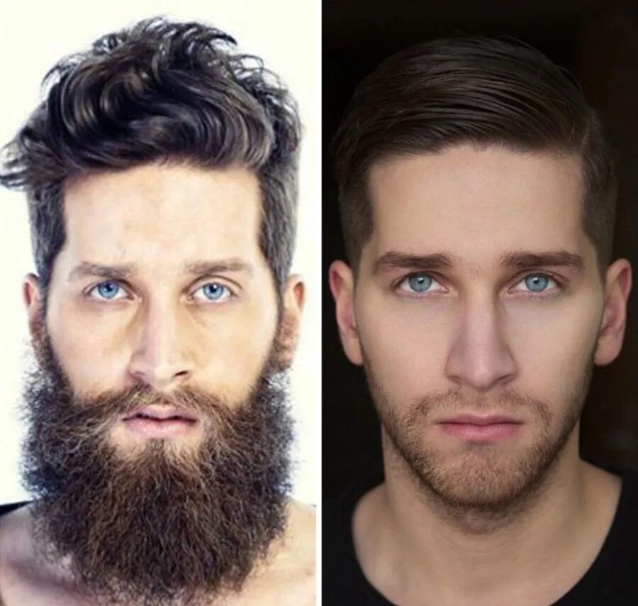 Мужчина с бородой. Мужчина без бороды. Борода до и после. Люди с бородой и без.