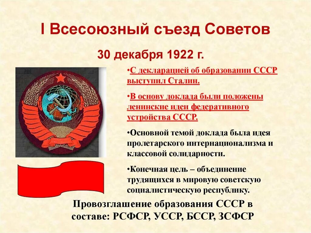 Ссср не принимал участия. Всесоюзный съезд советов 1922. Образование СССР: декларация об образовании СССР. Первый съезд советов об образовании СССР. Всесоюзный съезд советов СССР 1924.