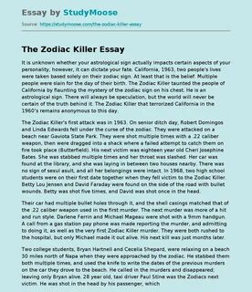 Реферат: Zodiac Killer Essay Research Paper In the.