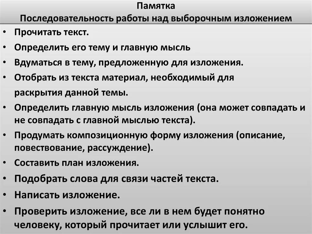 Сжатое изложение в чем польза читать. Порядок работы над изложением. План работы над изложением. Порядок работы над изложением в начальной школе. Алгоритм работы над изложением.