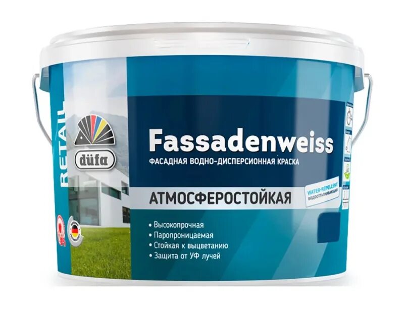 Краска адамант фасадная. Fassadenweiss краска фасадная. dufa краска фасадная. краска водно-дисперсионная dufa schimmelschutzfarbe 2,5 л. пуфас fassadenweiss краска фасадная белая основа а мороз. (10л=14,9кг)фв.