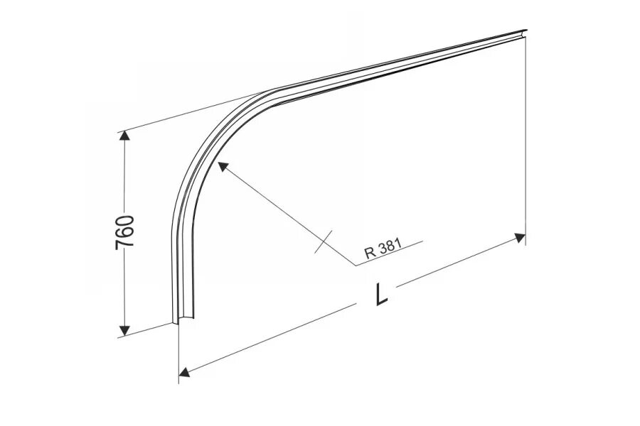 Изгиб горизонтальной направляющей r381 h580 l=4200 облегченный. Направляющая для секционных ворот Алютех. Направляющие для гаражных ворот Алютех. Изгиб для секционных ворот DOORHAN.