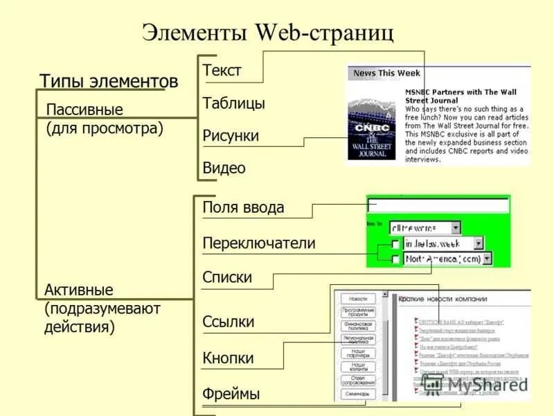 Основные элементы веб страницы. Название веб страницы. Элементы страницы сайта названия. Элементы web страницы