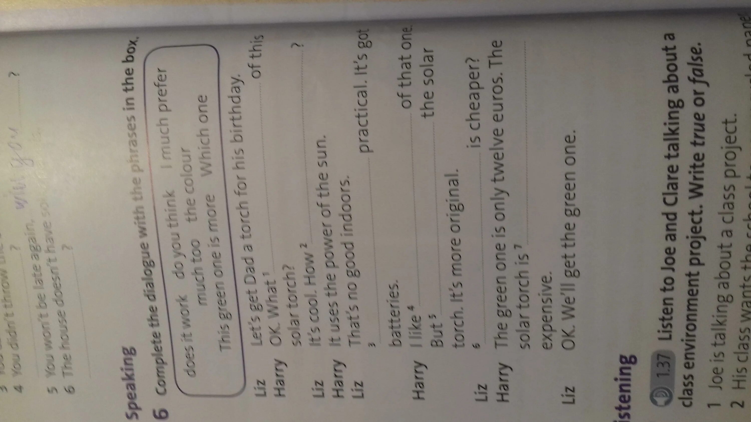 Complete the Dialogue with the Words in the Box. Use the phrases to complete the dialogue