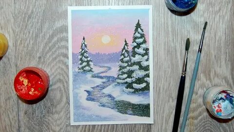Рисунок на новый год поэтапно гуашью